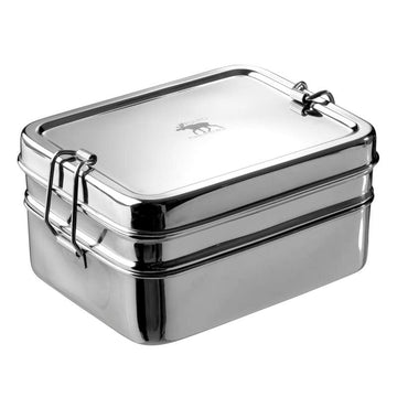 Pulito PureLunchBox Matlåda - Rostfritt Stål - 3-i-1 - Medium 