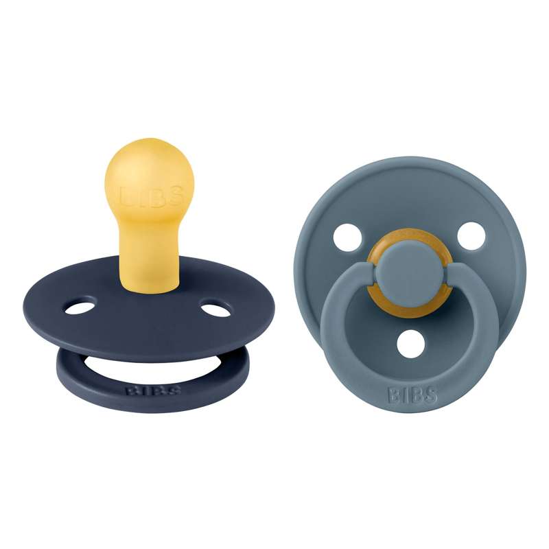 Bibs Rund Colour Napp - 2-Pack - strl. 1 - naturgummi - Deep Space/Petrol 