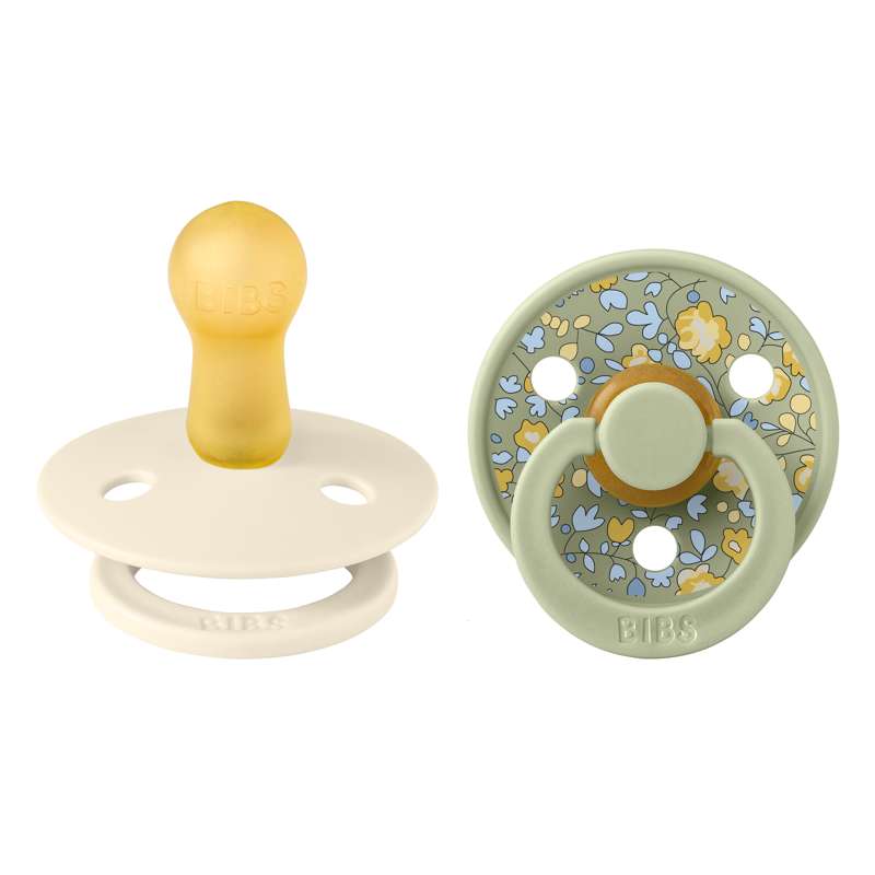 Bibs Rund Colour Napp - 2-Pack - strl. 2 - naturgummi - Liberty - Eloise/Sage Mix 