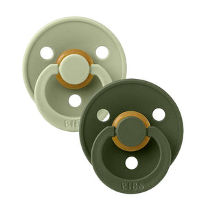 Bibs Anatomisk Colour Napp - 2-Pack - strl. 2 - naturgummi - Salvia/Jägaregrön 