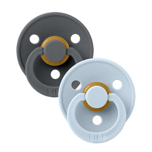 BIBS Symmetrisk Colour Sut - 2-Pack - strl. 2 - naturgummi - Järn/Baby Blå 