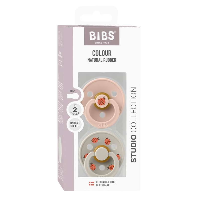 BIBS Rund Colour Napp - 2-Pack - Str. 2 - Naturgummi - Ladybug Studio - Blush Mix