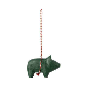 Maileg Julornament - Trä - Gris - Mörk Grön 