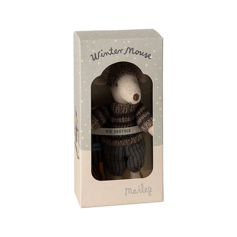 Maileg Vintermus m. Skidor - Storebror