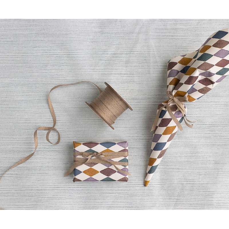 Maileg Presentband - Rosa/Guld - 25 meter/0.6 cm.