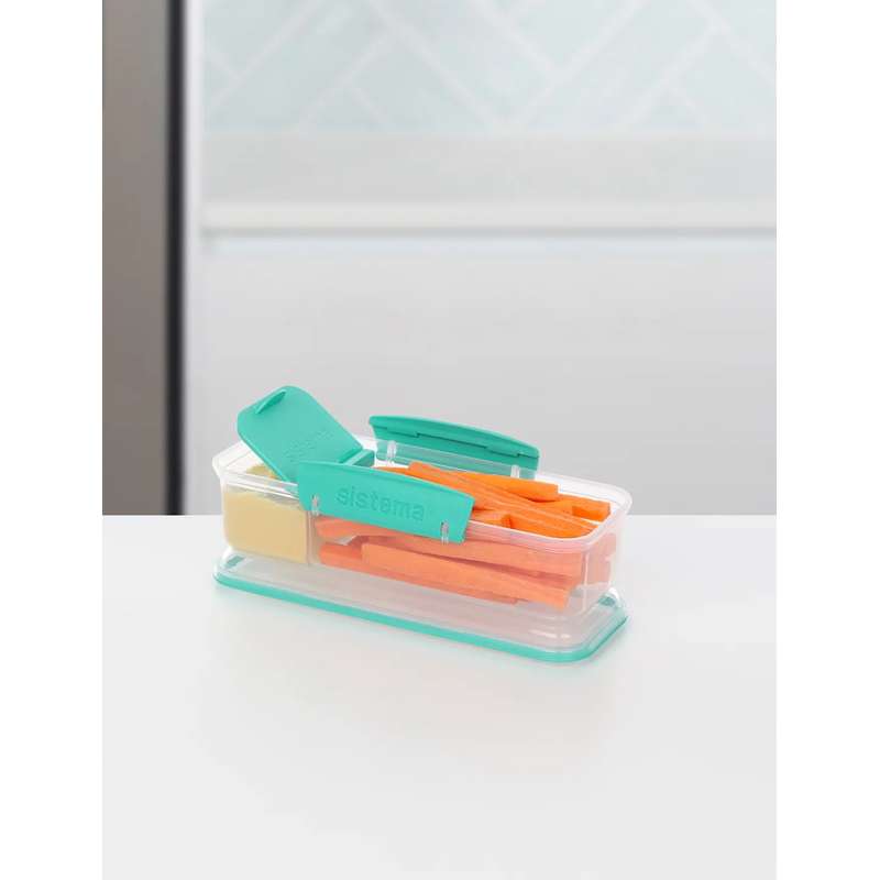 Sistema Snacklåda - Snack Attack Lunch - 2 Fack - 410ml - Klar/Minty Teal 