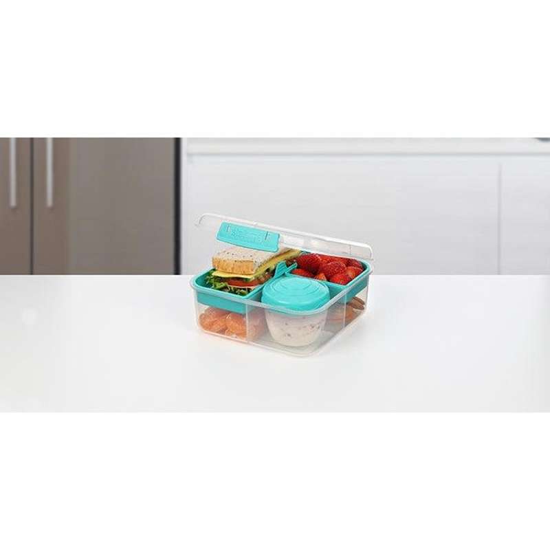 Sistema Bento Matlåda - Fackindelad med Muggar - 1,25L - Klar/Minty Teal 