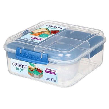 Sistema Bento Matlåda - Fackindelad med Bägare - 1.25L - Klar/Ocean Blue