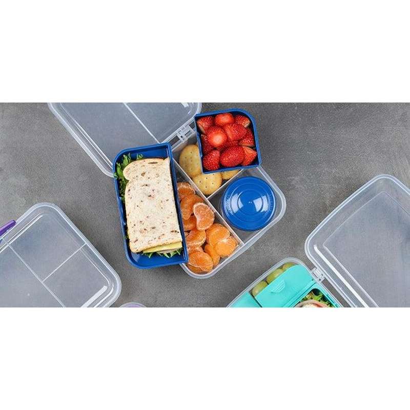 Sistema Bento Matlåda - Fackindelad med Bägare - 1.25L - Klar/Ocean Blue