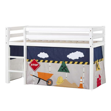 Hoppekids ECO Dream - Halvhög loftsäng m. CONSTRUCTION Gardin - 70x160 cm. - Ej delbar 