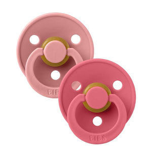 Bibs Anatomisk Colour Napp - 2-Pack - strl. 1 - naturgummi - Dammig Rosa/Korall 