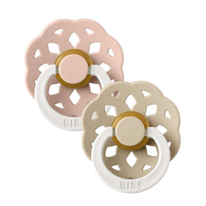 BIBS Rund Boheme Napp - 2-Pack - Str. 2 - Naturgummi - GLOW - Blush/Vanilla