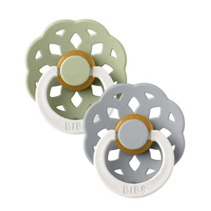 BIBS Rund Boheme Napp - 2-Pack - Str. 2 - Naturgummi - GLOW - Sage/Cloud
