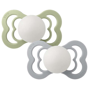BIBS Symmetrisk Supreme Napp - 2-Pack - Str. 2 - Naturgummi - GLOW - Sage/Cloud
