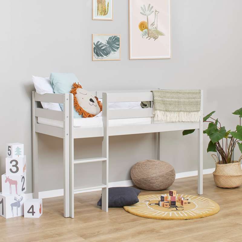 Hoppekids ECO Comfort - Halvhög loftsäng - Flera Storlekar - Dove Grey 