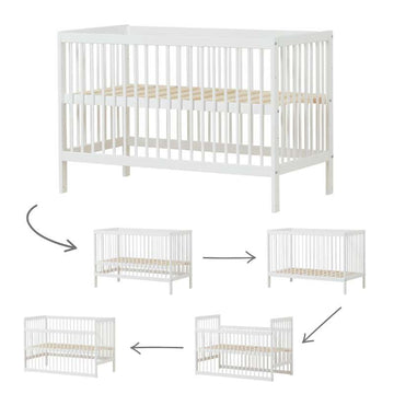Hoppekids IDA-MARIE - Babysäng m. Justerbar Höjd och Sidopanel - Vit