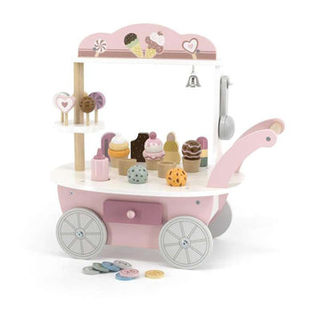 Liten butik på hjul i trä 