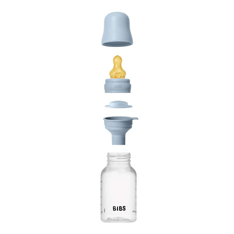 BIBS Flaska - Sutteflaskset - Plast - Latex/Slow Flow/Rund - 150 ml. - Baby Blue 