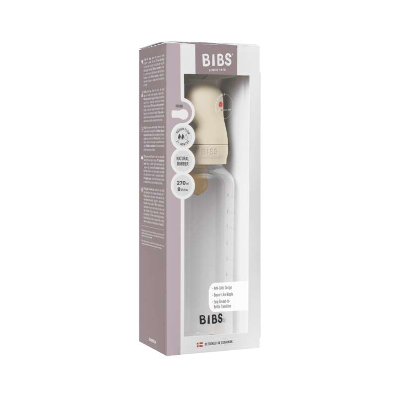 BIBS Bottle - nappflaskset - Plast - Naturgummi/Medium Flow/Rund - 270ml - Ivory