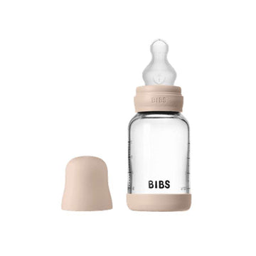 BIBS Flaska - Sutteflaskesätt - Glas - Silikon/Långsam Flöde/Rund - 120 ml. - Blush 