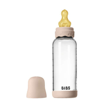 BIBS Bottle - Nappflaskset - Glas - Boheme - Naturgummi/Medium Flow/Rund - 240ml - Blush
