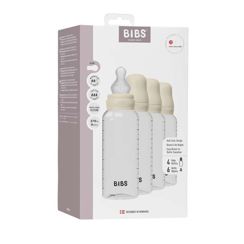 BIBS Bottle - Nappflaskset - 4 st. - Plast - Silikon - 270ml - Ivory
