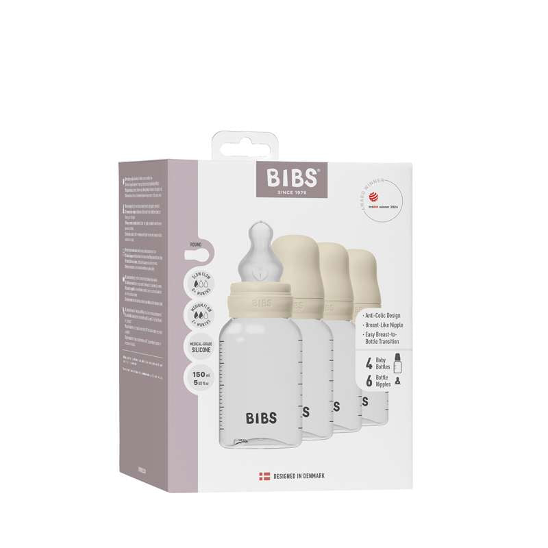 BIBS Bottle - Nappflaskset - 4 st. - Plast - Silikon - 150ml - Ivory