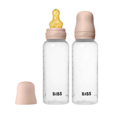 BIBS Flaska - Nappflasksset - Plast - 2-pack - naturgummi/Medium Flow/Rund - 270 ml - Blush 