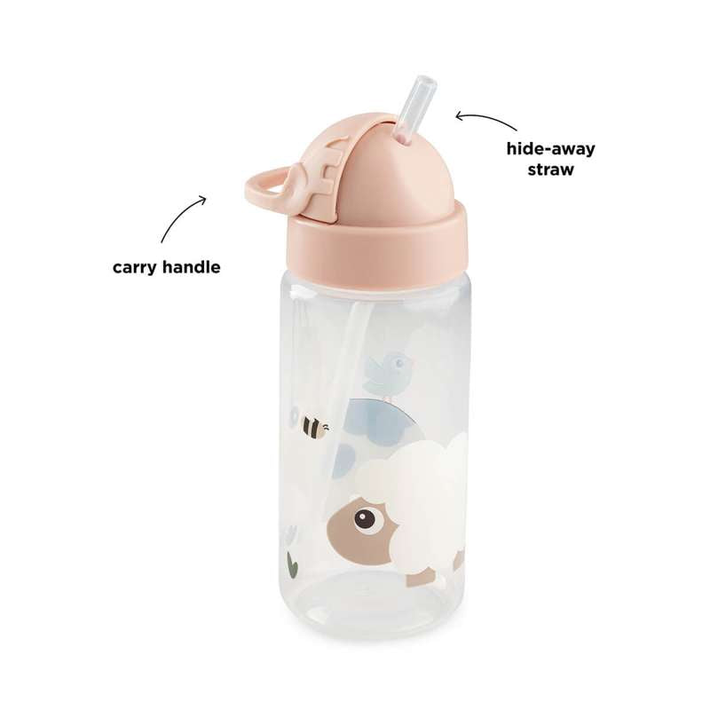 Done by Deer Drickflaska m. Sugrör - 350ml - Tiny Farm - Puder 