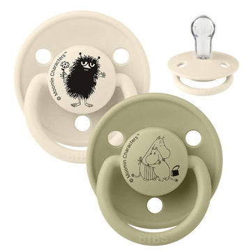 BIBS Rund De Lux Sut - 2-Pak - Onesize - Silikone - Moomin - Stinky - Ivory/Khaki