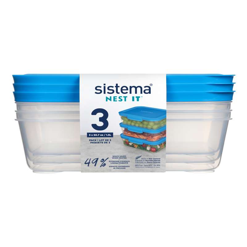 Sistema Matförvaring - Nest It - 3-Pack - 1.5L - Blå 