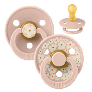 BIBS Rund Colour Napp - 2-Pack - Str. 2 - Naturgummi - Jasmine Studio - Blush/Blush