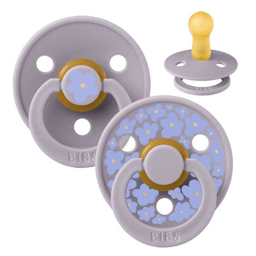 BIBS Rund Colour Napp - 2-Pack - Stl. 2 - Naturgummi - Jasmine Studio - Fossil Grey/Fossil Grey