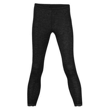 Engel Natur Leggings med spets för kvinnor - Ull/Silke - Svart 