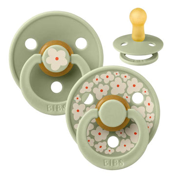 BIBS Rund Colour napp - 2-Pack - Str. 2 - Naturgummi - Jasmine Studio - Sage/Sage