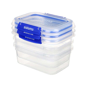 Sistema Matförvaring - Klip It Plus - Rektangel - 3-Pack - 1L - Blå 