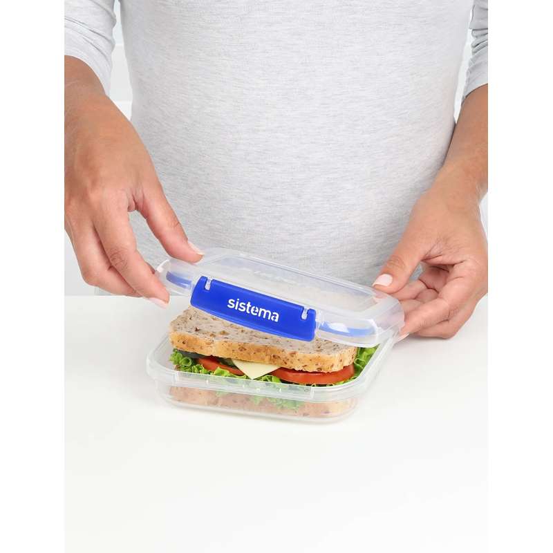 Sistema Matförvaring - Klip It Plus - Square - 3-Pack - 520ml - Blå 