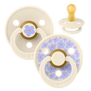 BIBS Rund Colour napp - 2-Pack - Str. 2 - Naturgummi - Jasmine Studio - Ivory/Ivory