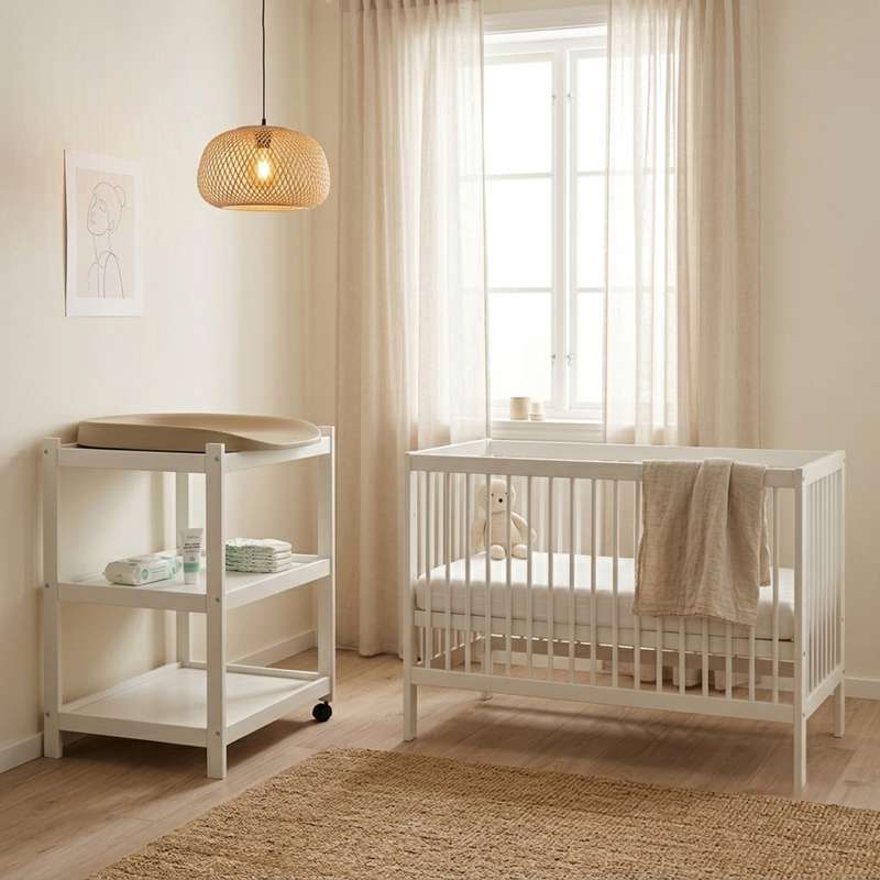 Hoppekids IDA-MARIE Bundle - Spjälsäng m. Linnemadrass och IDA-MARIE Skötbord