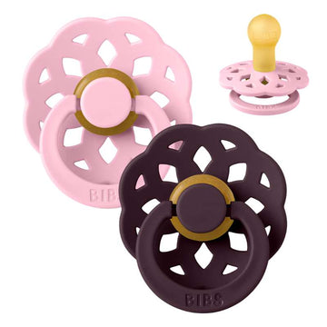 BIBS Rund bohem napp - 2-pack - strl. 1 - naturgummi - Baby Pink/Plom 