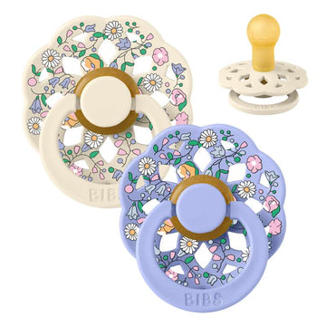 BIBS Rund bohem napp - 2-pack - strl. 1 - naturgummi - Liberty - Chloe Meadow/Ivory Mix 