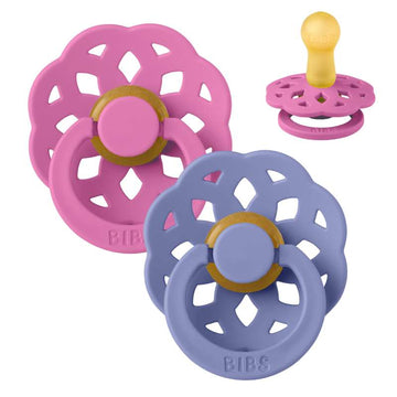 BIBS Rund bohem napp - 2-pack - strl. 2 - naturgummi - Bubblegum/Peri 