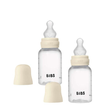 BIBS Bottle - Nappflaskset - Plast - Silikon/Slow Flow/Rund - 150ml - 2-Pack - Ivory