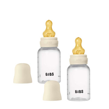 BIBS Bottle - Nappflaskset - Plast - Naturgummi/Slow Flow/Rund - 150ml - 2-Pack - Ivory