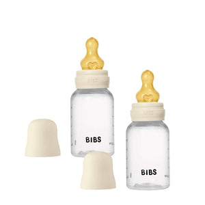 BIBS Bottle - Nappflaskset - Plast - Naturgummi/Slow Flow/Rund - 150ml - 2-Pack - Ivory