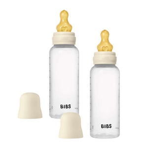 BIBS Bottle - Nappflaskset - Plast - Naturgummi/Medium Flow/Rund - 270ml - 2-Pack - Ivory