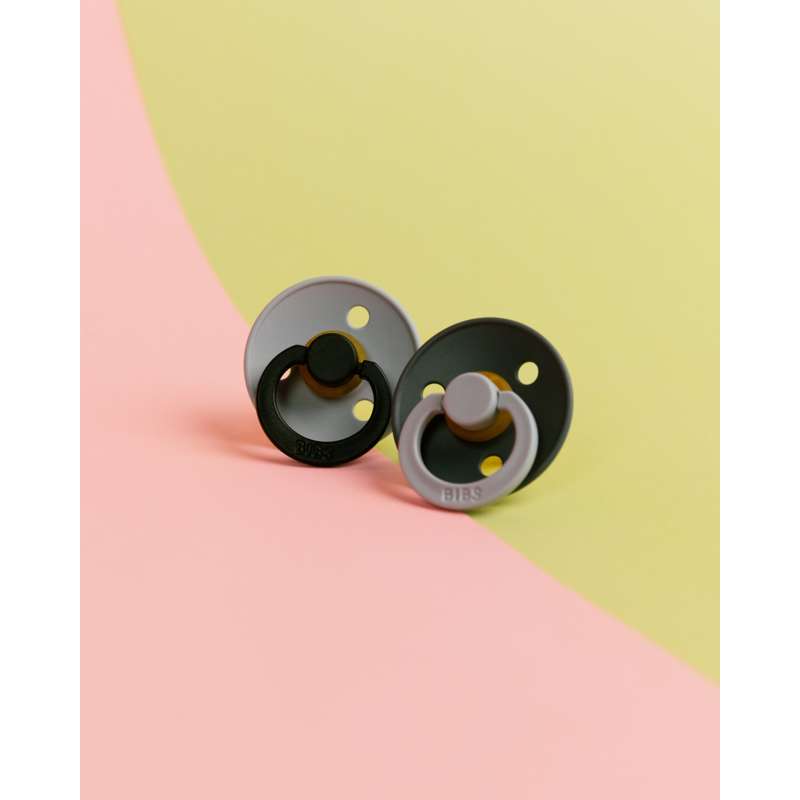 BIBS Rund Colour Napp - Str. 2 - Naturgummi - Fusion Studio - Cloud/Iron Mix