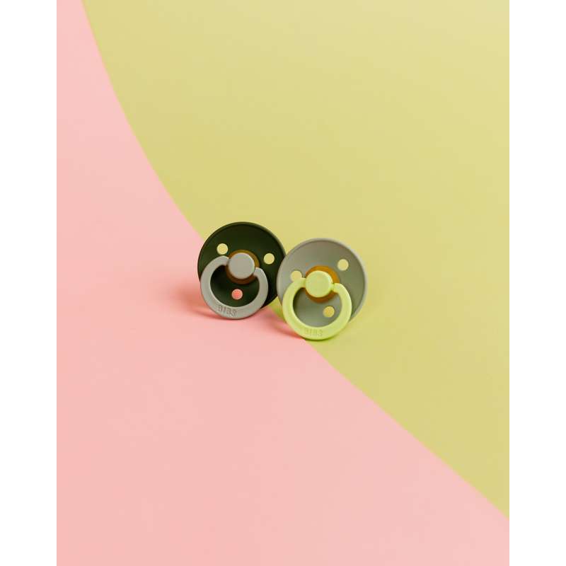 BIBS Rund Colour napp - Str. 2 - Naturgummi - Fusion Studio - Sage/Hunter Green Mix