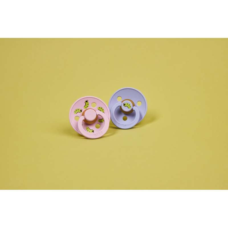 BIBS Rund Colour Sut - 2-Pak - Str. 2 - Naturgummi - Caterpillar Studio - Hush/Violet Sky