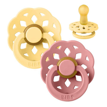 BIBS Rund Boheme Napp - 2-Pack - Str. 2 - Naturgummi - Pale Butter/Dusty Pink